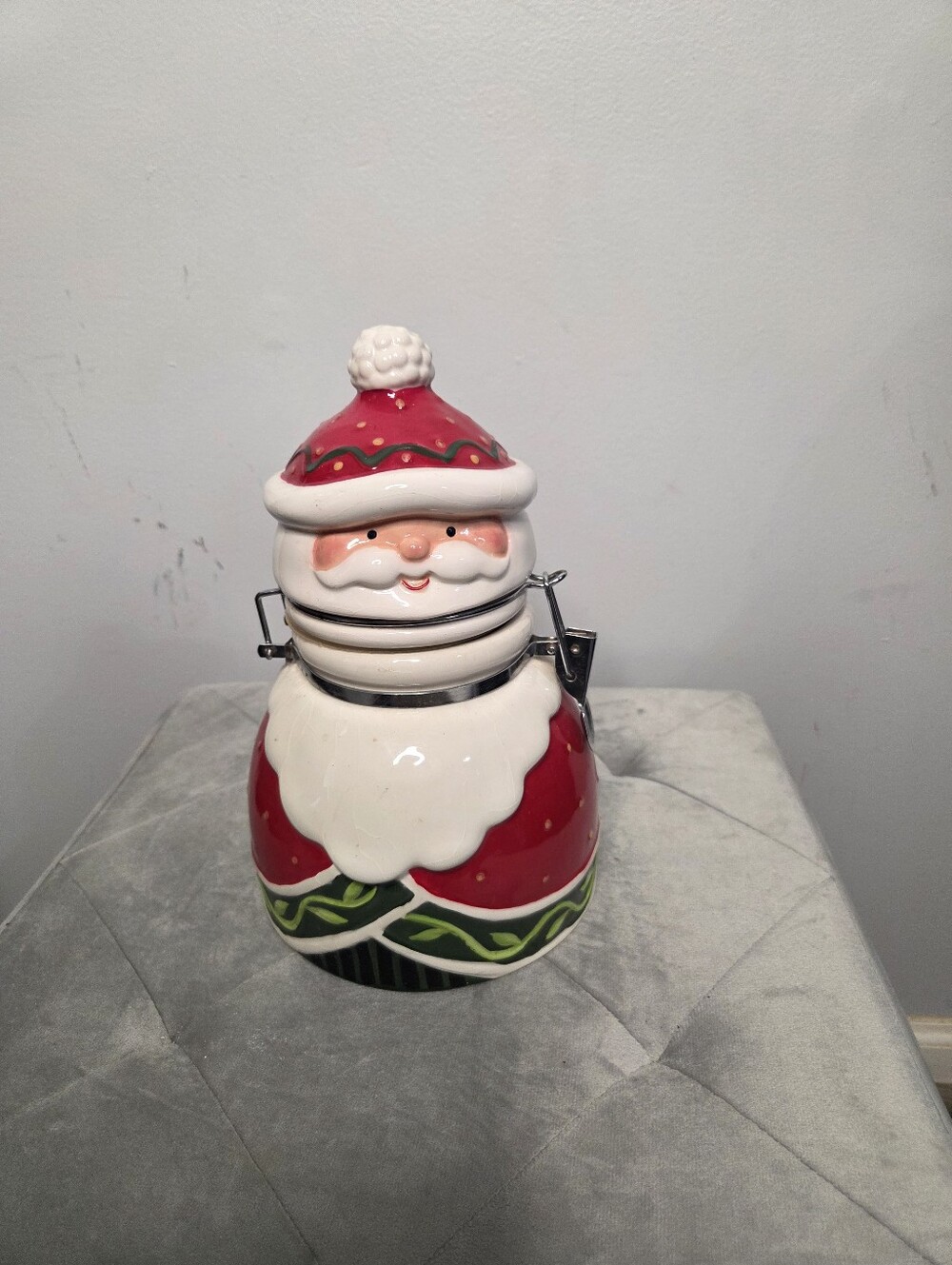 Santa Claus Ceramic Canister Coffee Candy Storage Cookie Jar Holiday Storage